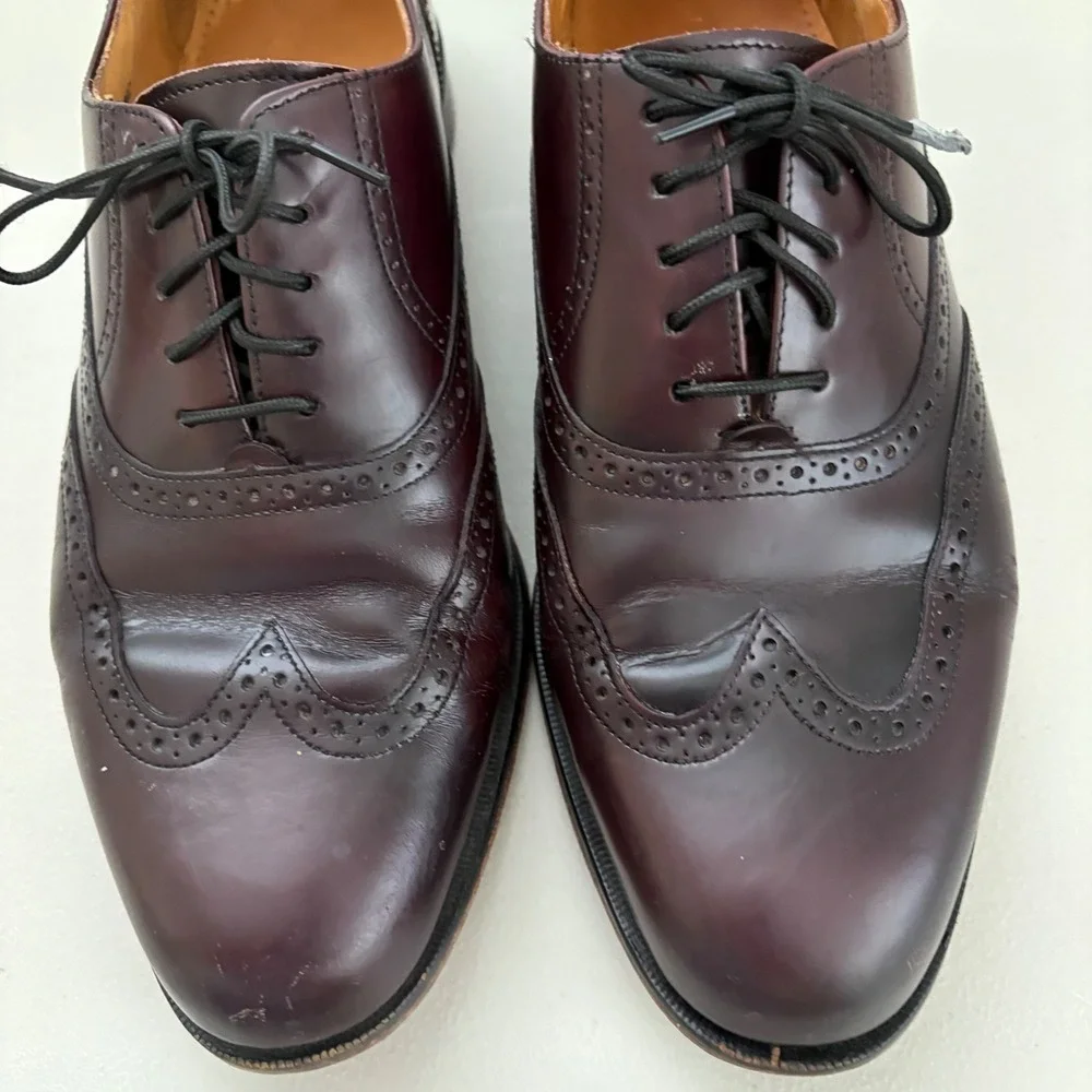 Cole Haan City Mens Burgundy Leather Wingtip Oxford Dress Shoes Size 9.5D Dressy